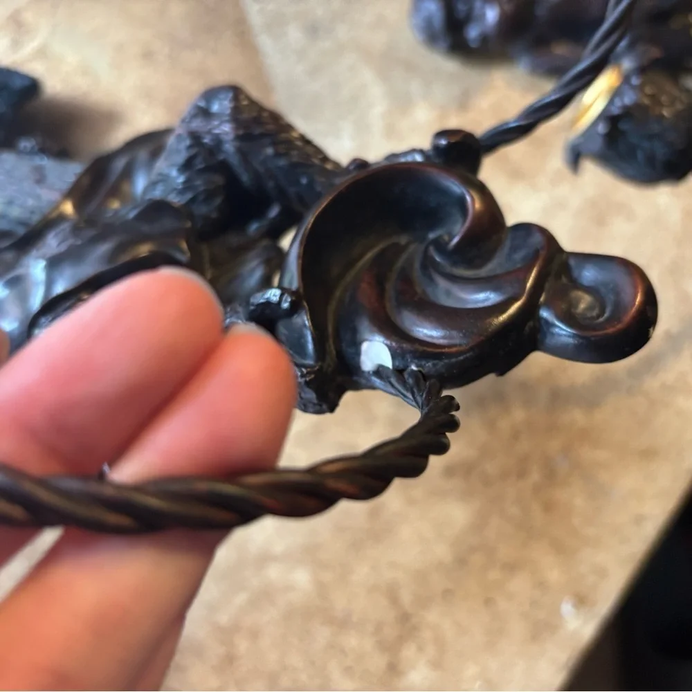 Pair of Vintage Monkey and Palm Candle Sconce